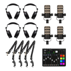 Rode 4-Person Podcasting Bundle (4 NTH-100, 4x PodMic, 4x PSA1+, 1x RODECaster Pro) 