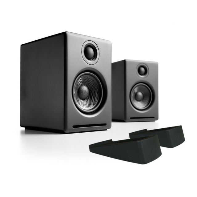 Audioengine A2+ Wireless Speakers with DS1 Desktop Stands Bundle - Black