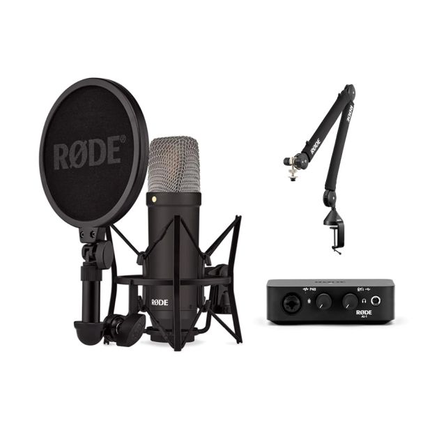 Rode NT1 Signature Series Microphone with AI-1 Interface and PSA1+ Boom Arm