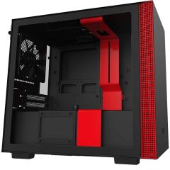 NZXT H210 Mini ITX Gaming Computer Case - Matte Black/Red