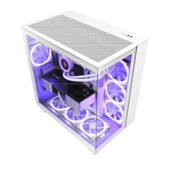 NZXT H9 Flow Edition Tempered Glass Mid-Tower ATX Case - White [CM-H91FW-01]