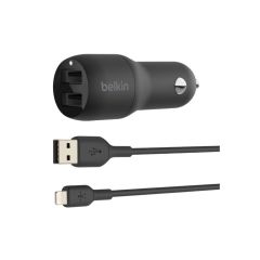 Belkin Boost 12W 2 USB-A Auto w/ 1.2m Lightning Cable Car Charger [CCD001BT1MBK]