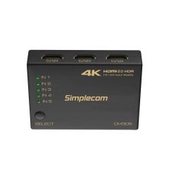 Simplecom Ultra HD 5-Way HDMI 4K Switch 5-in-1 Out Splitter 4K 60Hz [CM305]
