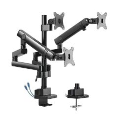 Brateck Triple Monitor Mount with USB Ports - 17in-27in [LDT20-C036UP]