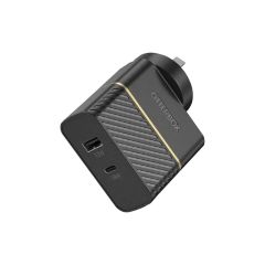 OtterBox USB-C USB-A Dual Port 30W Combined Fast Charge Wall Charger Type I Black Shimmer 78-80029
