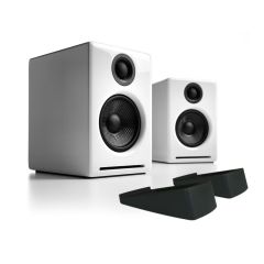 Audioengine A2+ Wireless Speakers with DS1 Desktop Stands Bundle - White