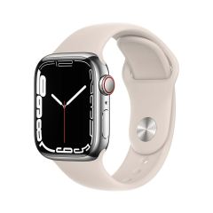 Apple Watch Series 7 GPS + Cellular 41mm Silver Stainless Steel Case + Starlight Sport Band