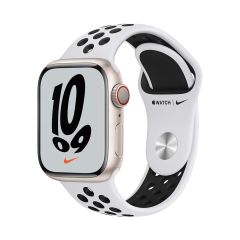Apple Watch Series 7 GPS + Cellular 41mm Starlight Aluminium Case + Platinum/Black Nike Sport Band