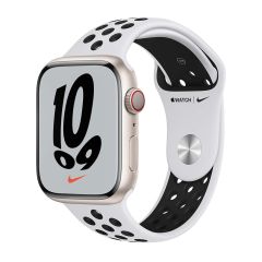 Apple Watch Series 7 GPS + Cellular 45mm Starlight Aluminium Case + Platinum/Black Nike Sport Band