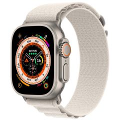 Apple Watch Ultra GPS + Cellular - 49mm Titanium Case with Starlight Alpine Loop - Small MQFQ3ZP/A