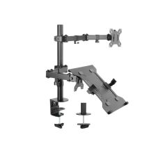 Brateck Economical Double Joint Articulating Steel Monitor Arm with Laptop Holder