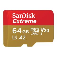 SanDisk SQXAH 64GB Extreme microSDXC Memory Card with Adapter [SDSQXAH-064G-GN6MA]
