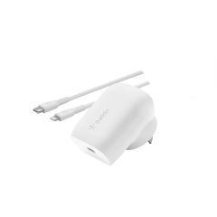 Belkin BoostCharge 30W USB C Wall Charger with Lightning Cable - White [WCA005AU1MWH-B5]
